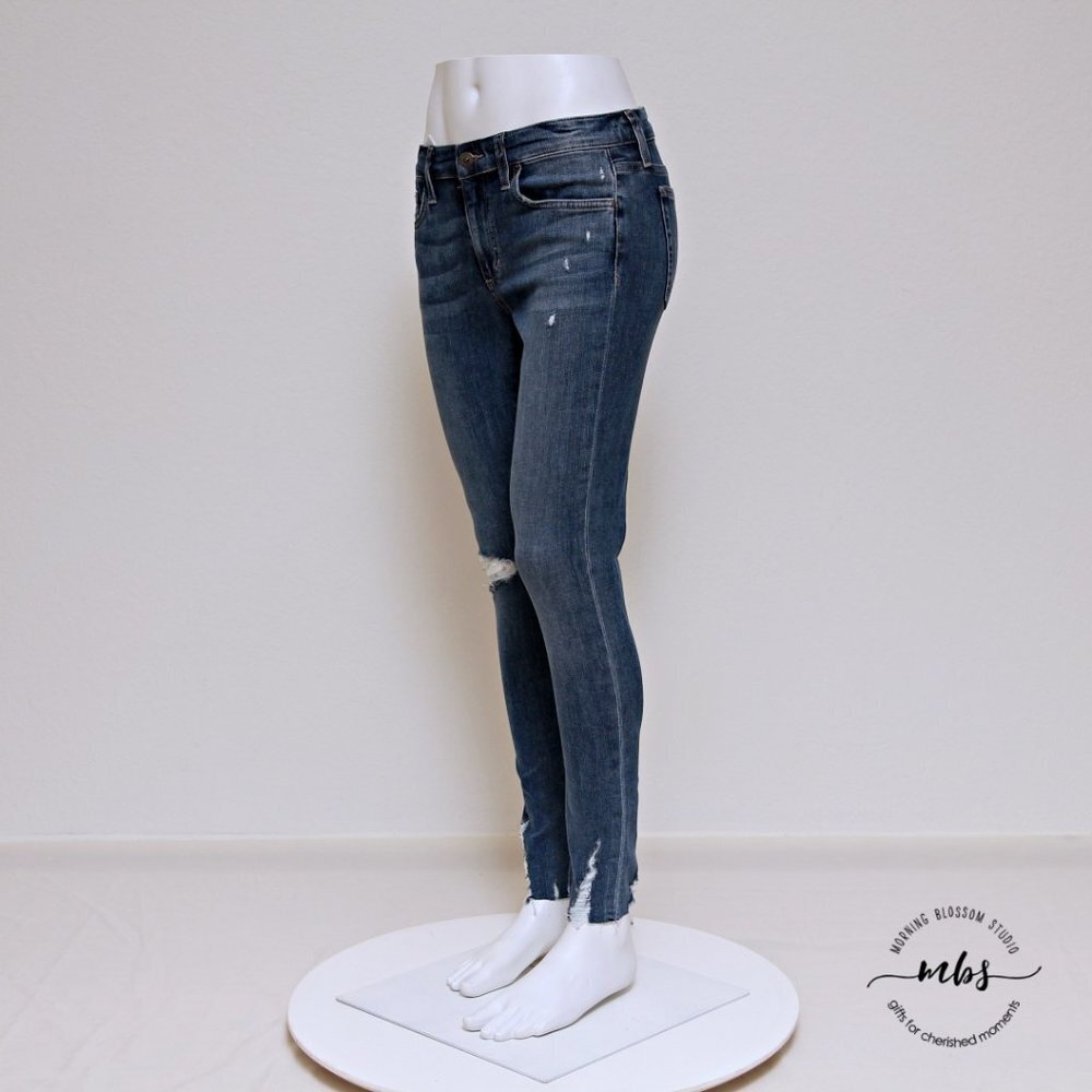 Joe’s Jeans Distressed Mid Rise Skinny Ankle Jeans with Frayed Hems